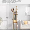 Freestanding Marble Metal Coat Rack, 3 Storage Shelves, 9 Hooks, Hall Tree for Coats, Hats, Bags, Entryway Organizer