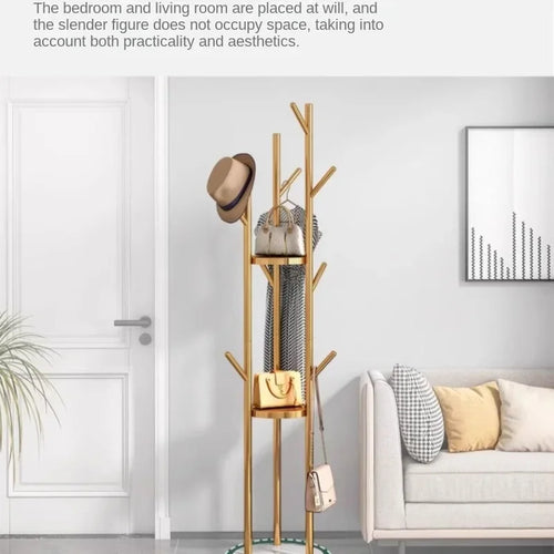 Freestanding Marble Metal Coat Rack, 3 Storage Shelves, 9 Hooks, Hall Tree for Coats, Hats, Bags, Entryway Organizer - vue 6 sur 26