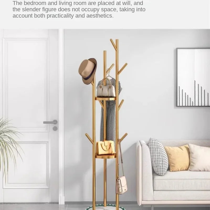 Freestanding Marble Metal Coat Rack, 3 Storage Shelves, 9 Hooks, Hall Tree for Coats, Hats, Bags, Entryway Organizer - vue 5 sur 26