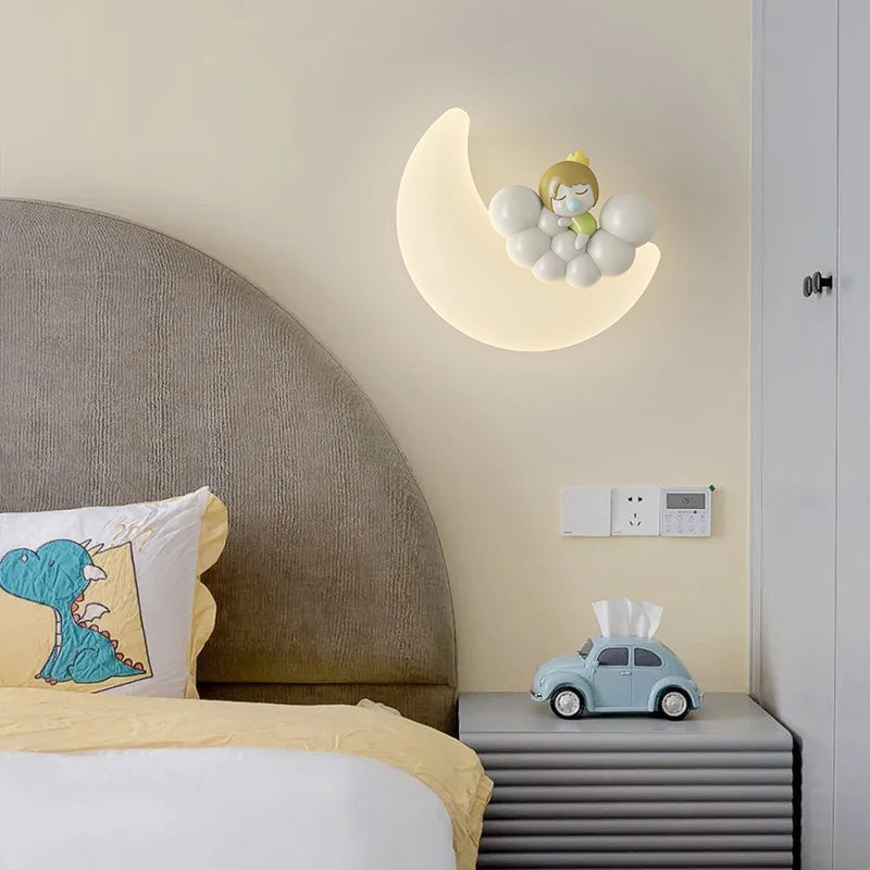 applique murale romantique lune ange ours fille enfant
