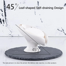 Soap Dish, Ceramic Soap Holder Self Draining Marble Look Leaf-Shape Soap Dishes for Bathroom,White