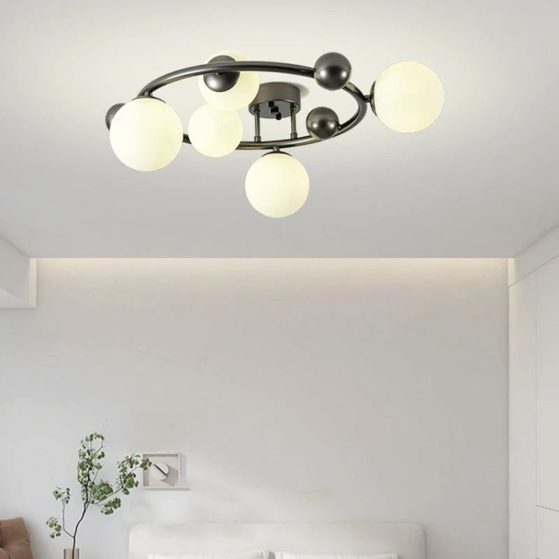 suspension moderne en métal et verre décorative avec fil réglable - vue 5 sur 13