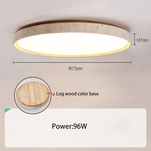 plafonnier Led en pierre Downlight monté en Surface rétro luminaires noyer bûche bois couleur chambre salon grande lumière - vue 12 sur 13