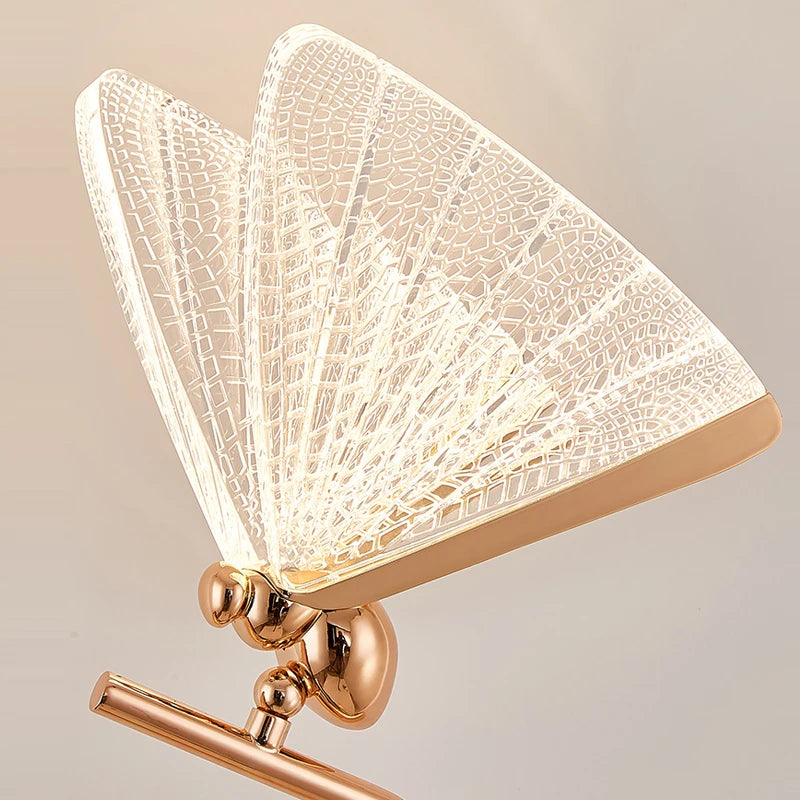 Lumière de luxe papillon lampe de table moderne LED salon chambre lampe de chevet étude bureau table décor lampe de bureau éclairage fixtur - vue 6 sur 8