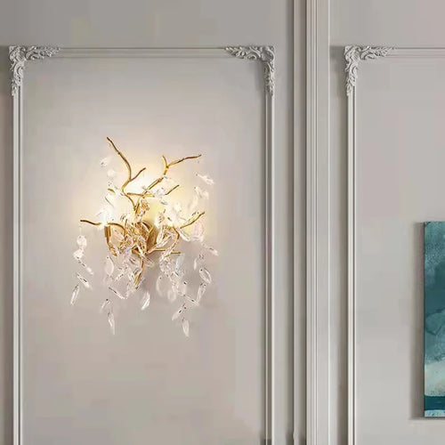 Applique murale led en cristal moderne en aluminium doré 	 art déco