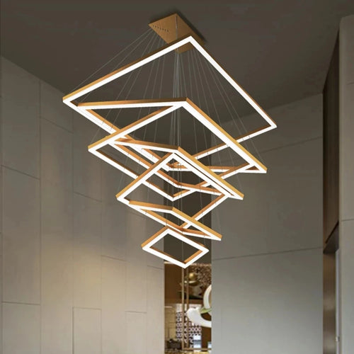 lustre led moderne salon maison plafond luxe intérieur - vue 2 sur 17