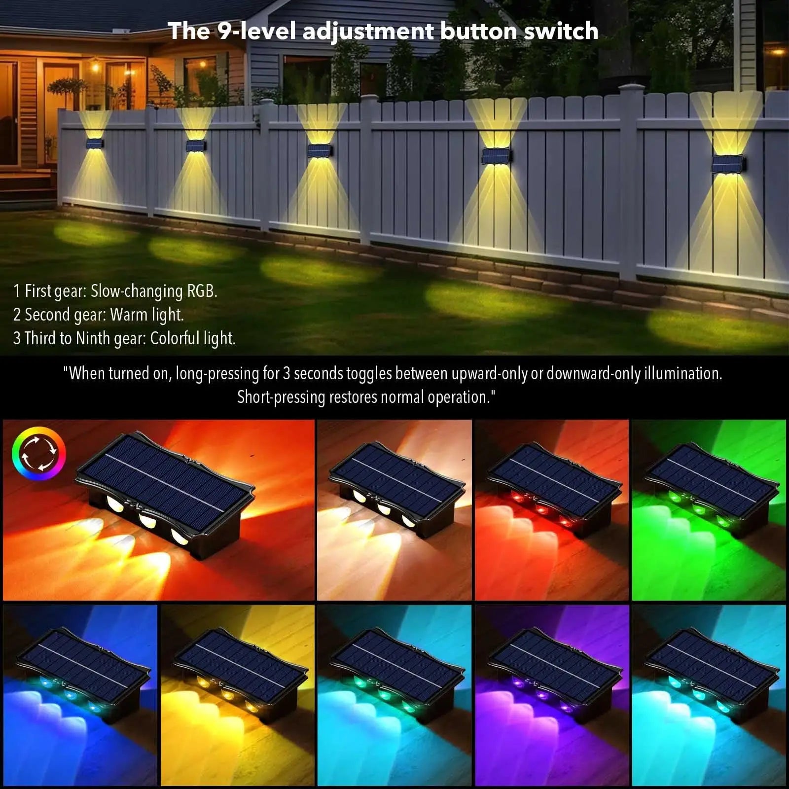 Waterproof solar wall light for decorative outdoor lighting - vue 3 sur 11