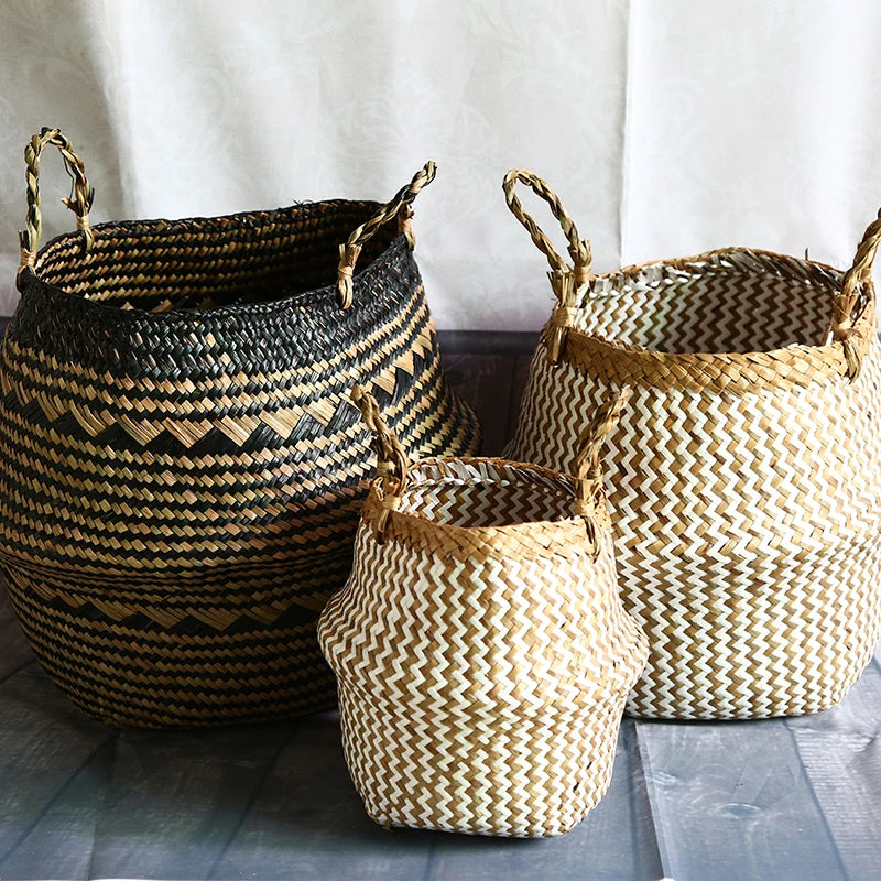 panier de rangement pliable en osier pour jouets et linge - vue 7 sur 13