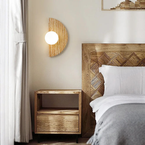 applique murale vintage led demi-cercle avec pierre naturelle