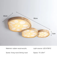 2023 New Lotus Root Ceiling Lamp for Living Room Bedroom Children's Study Kitchen Home LED Light Fixture Modern Wood Chandelier