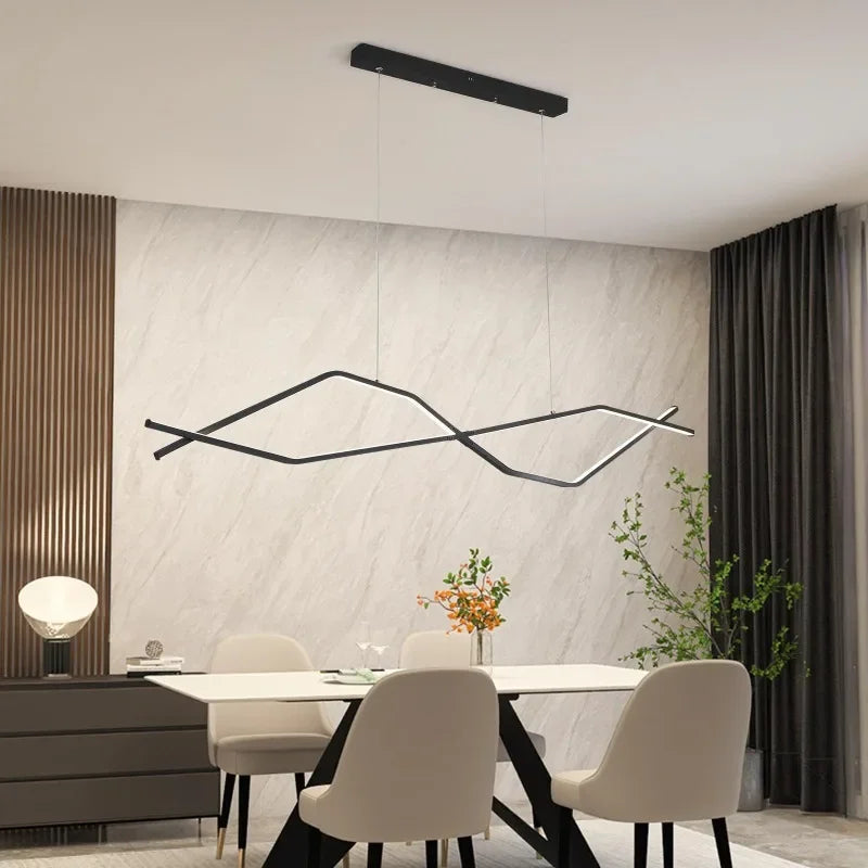 lustre moderne à LED en forme de vague design élégant pour la maison - vue 3 sur 8