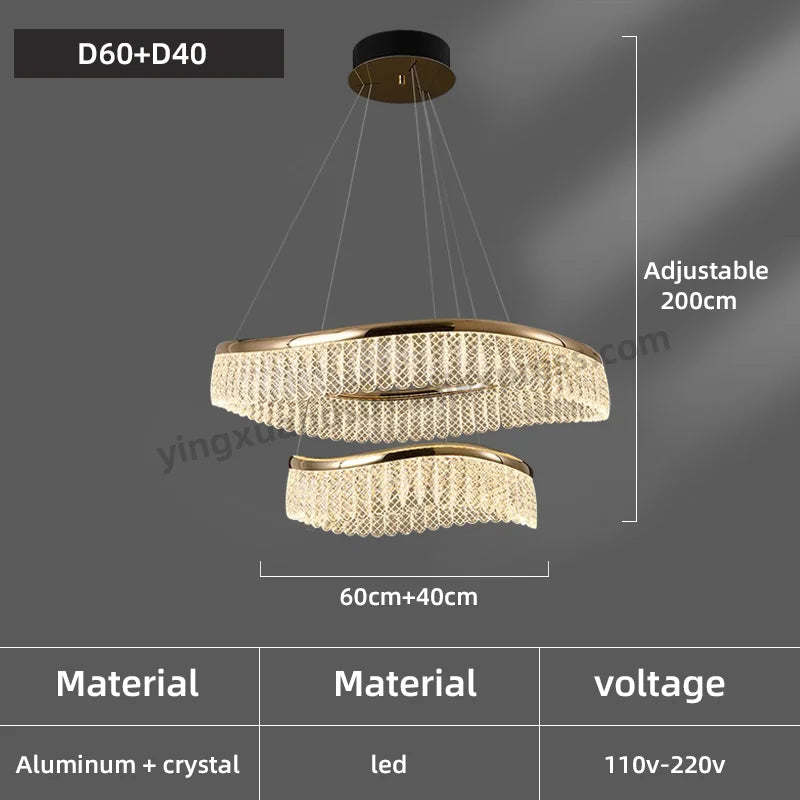 Minimalist Nordic style LED crystal chandelier - vue 11 sur 12