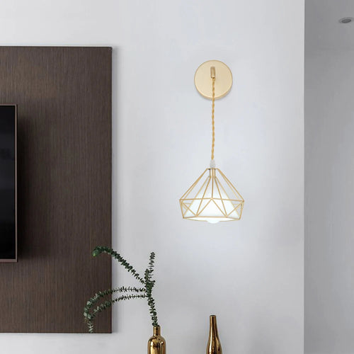 Modern nordic wall light with lampshade for bedroom and living room - vue 6 sur 7