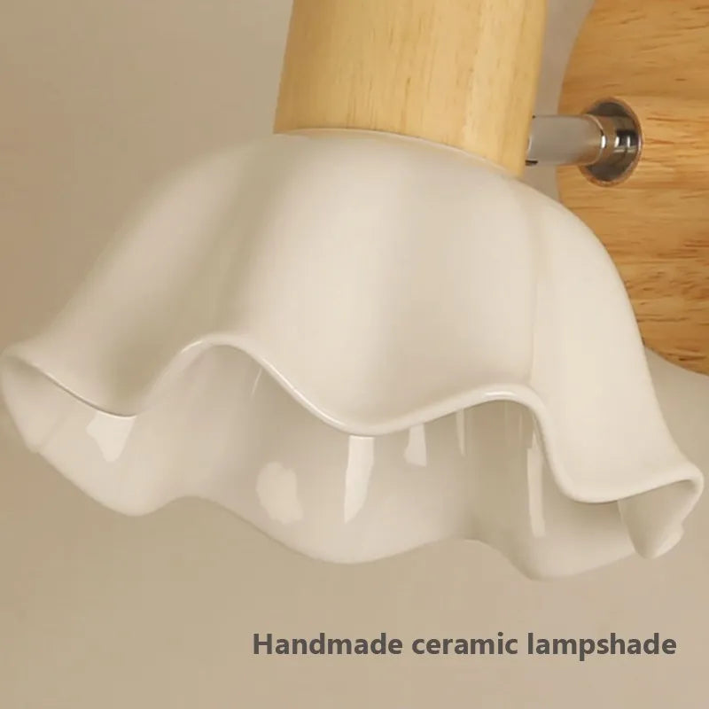 led nordique rotative bois céramique éclairage allée étude maison luminaire - vue 5 sur 9