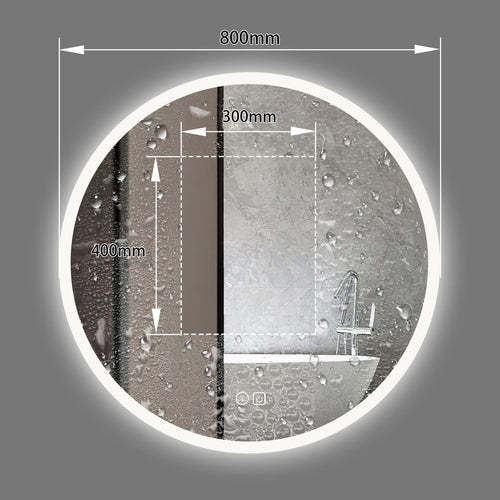miroir rond lumineux avec interrupteur tactile et fonction antibuée - vue 7 sur 7