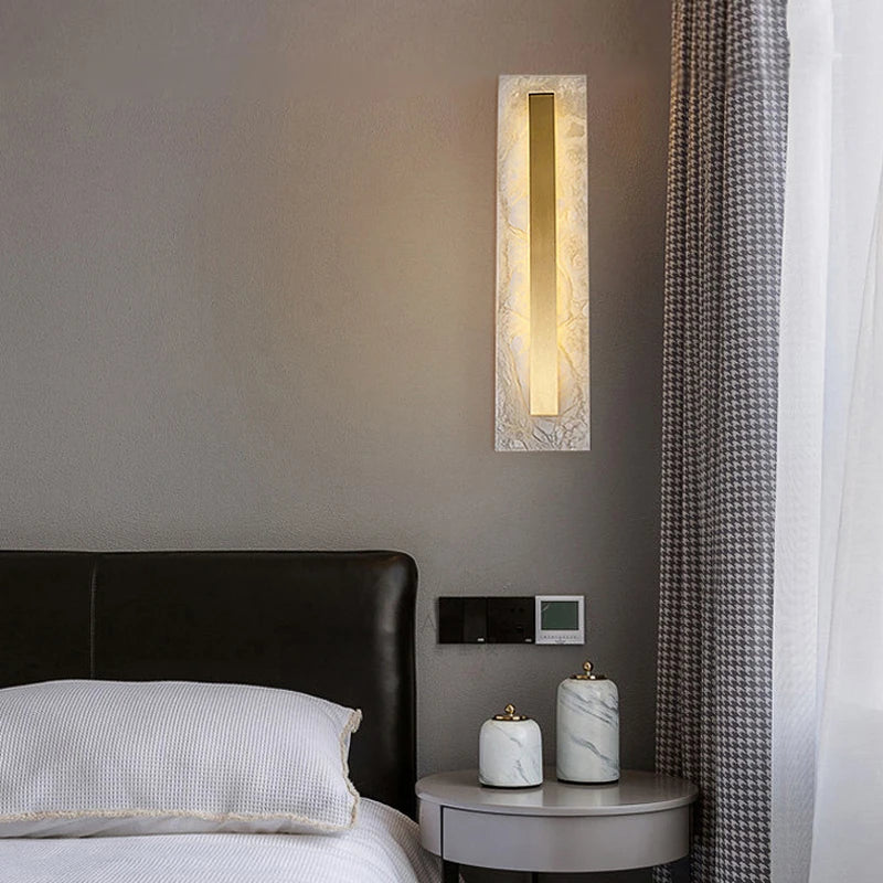 applique murale led de luxe en marbre naturel ovale rectangulaire - vue 3 sur 7