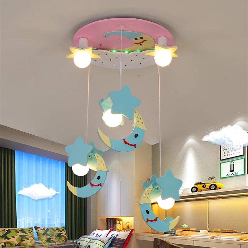 plafonnier lune kawaii pour chambre fille design scandinave moderne - vue 2 sur 8