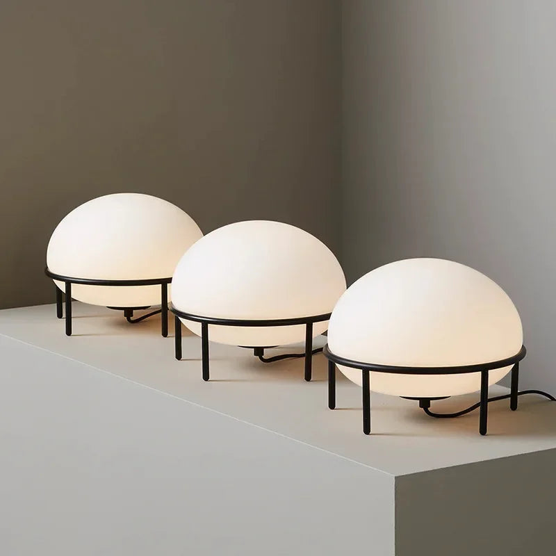 Demark Table Lamp Artistic White Glass Ball Desk Light for Bedroom Living Room - vue 2 sur 6