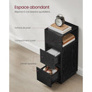 VASAGLE Slim Bedside Tables, Set of 2, Small Narrow Side End Tables with 2 Drawers, 1 Open Compartment Mounted to Face Left