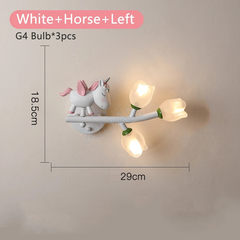 applique murale fille lapin g4 led fleur - vue 8 sur 22
