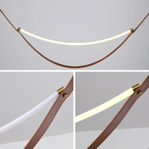 ceinture en cuir moderne avec suspension led pour décoration luminaire