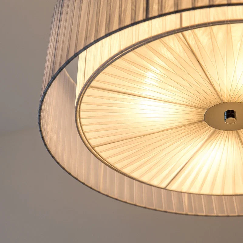 lustre nordique moderne en fer avec abat-jour tissu décoratif - vue 4 sur 6