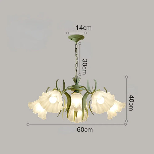 lustre à la française en verre avec fleurs style muguet - vue 9 sur 10