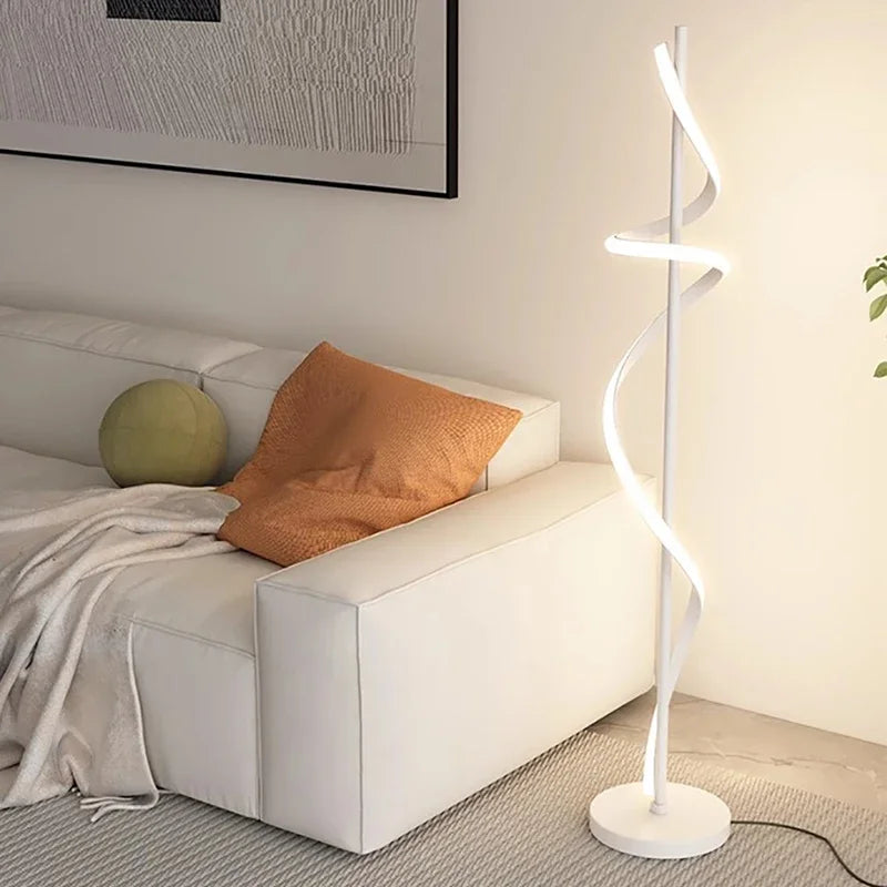 Lampadaire LED spiralé minimaliste