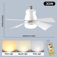 LED 30W ceiling fan light E27 with remote control for dimming, suitable for living room  study, household use Fan lamp 85-265V