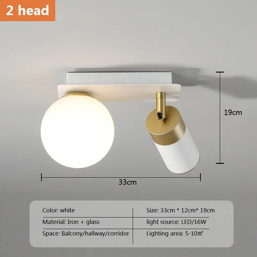 Modern minimalist nordic design glass LED ceiling light - vue 9 sur 9