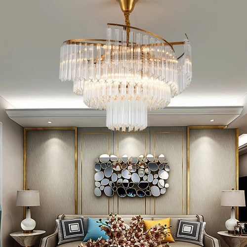 lustre cristal luxueux led intérieur maison - vue 2 sur 13