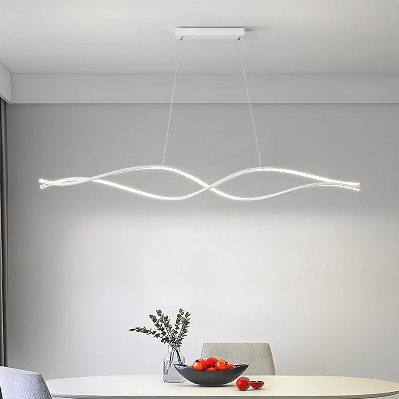 lustre nordique à led moderne atmosphérique et torsadé - vue 5 sur 14