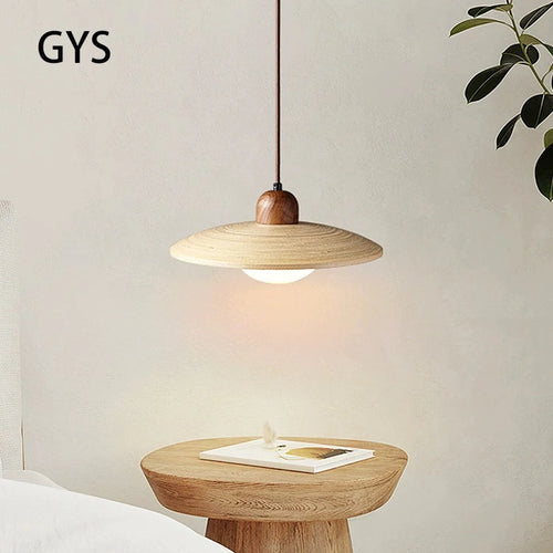 Suspension de style japonais rétro en bois led