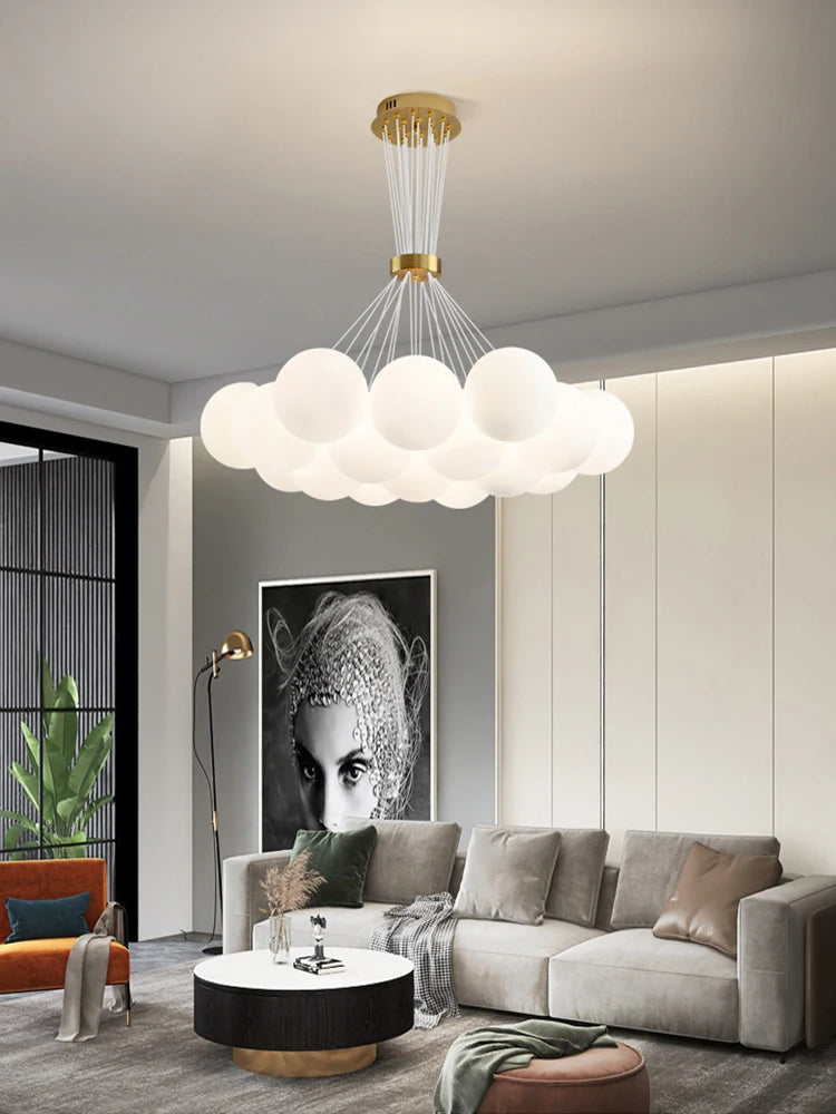 lustre sphérique planète led moderne réglable en hauteur pour décoration - vue 4 sur 19