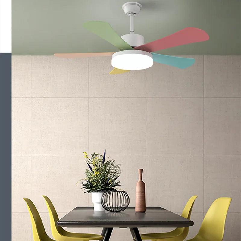 ventilateur de plafond led moderne télécommande intelligente trois couleurs - vue 3 sur 12