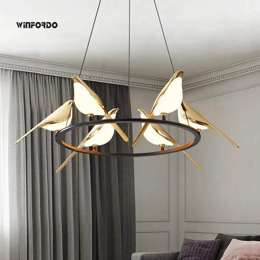 lustre led 	 art oiseau loft originalité décoration - vue 2 sur 18