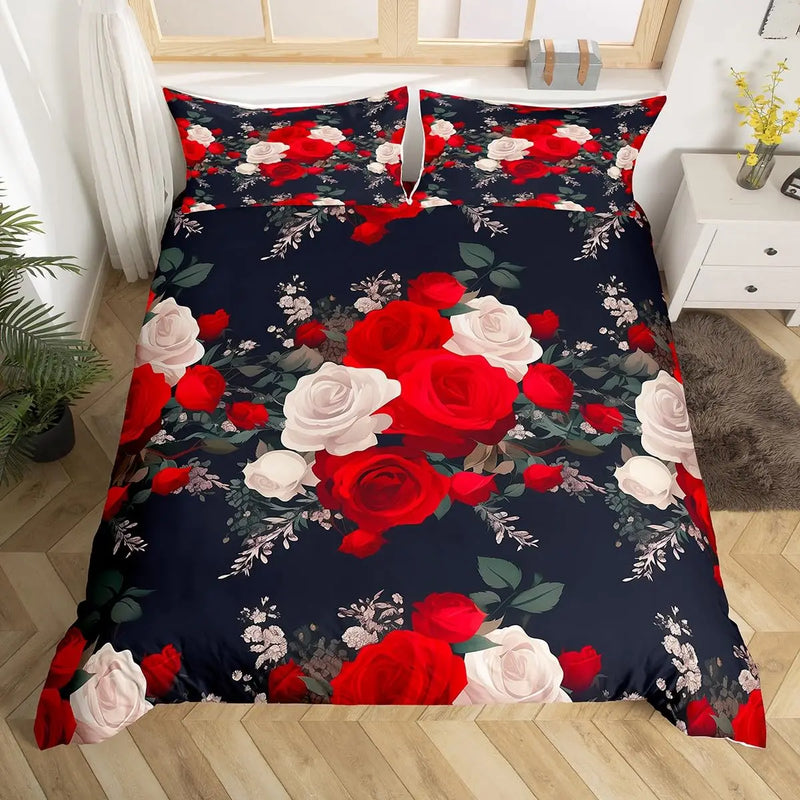 housse de couette florale rose style botanique luxe pour queen et twin