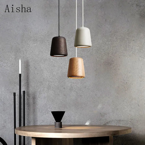 Minimalist solid wood Nordic pendant light for interiors - vue 3 sur 8