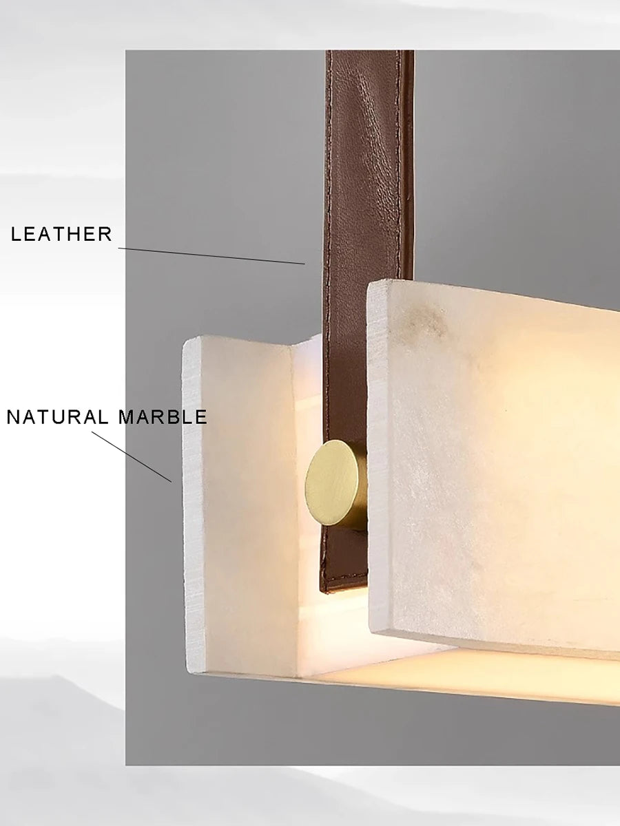 Modern minimalist marble leather chandelier for luxury decor - vue 5 sur 11