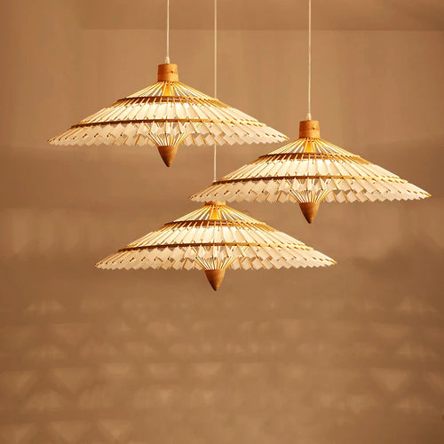 lustre en bambou tissé style chinois créatif pour éclairage décoratif