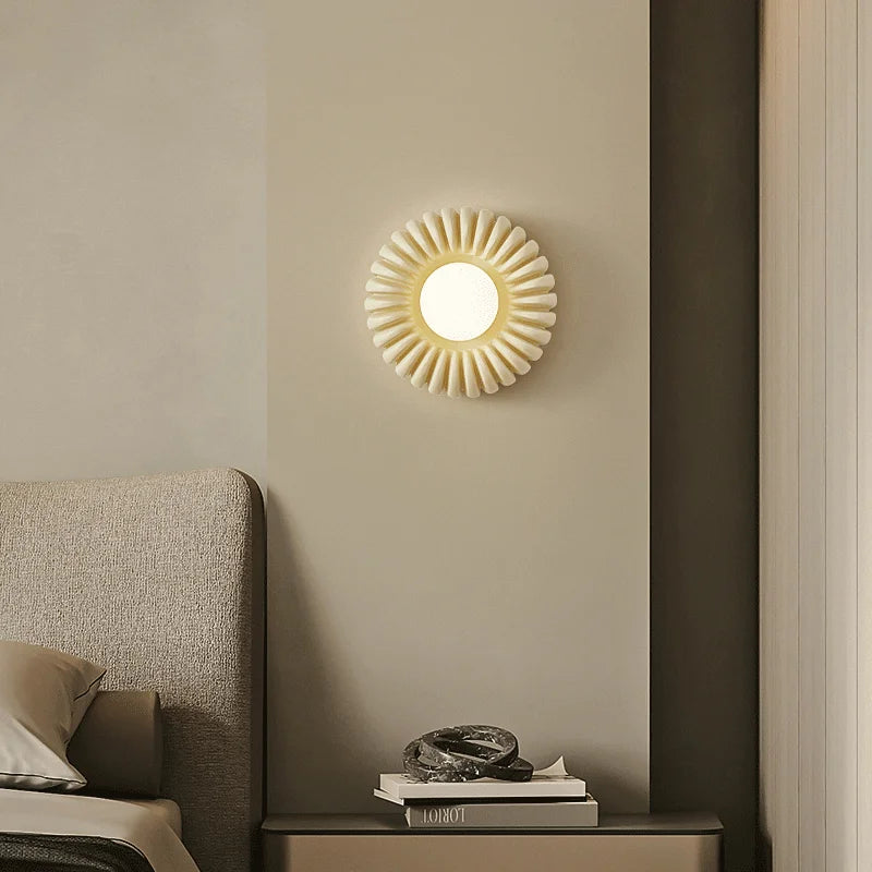 applique murale ronde rétro en verre blanc haut de gamme - vue 4 sur 8