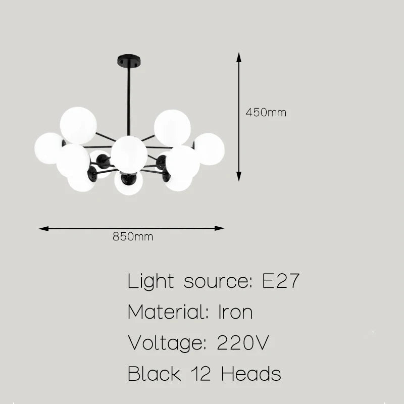 Moderne Simple suspension LED lumière fer lustre chambre salon salle à manger éclairage à la maison noir/or E27 220V plafonnier - vue 15 sur 20