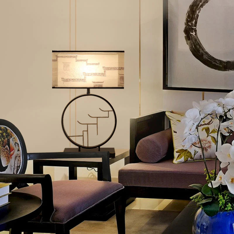 lampe de chevet rétro style chinois pour décoration intérieure - vue 6 sur 7