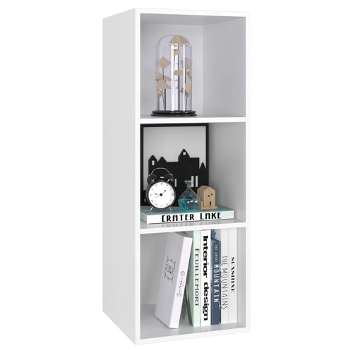 Getone Small Bookcase, White Bookshelf, 3 Cubes Storage Unit, Living Room Bookcase Wooden 30x30x80cm - vue 8 sur 8