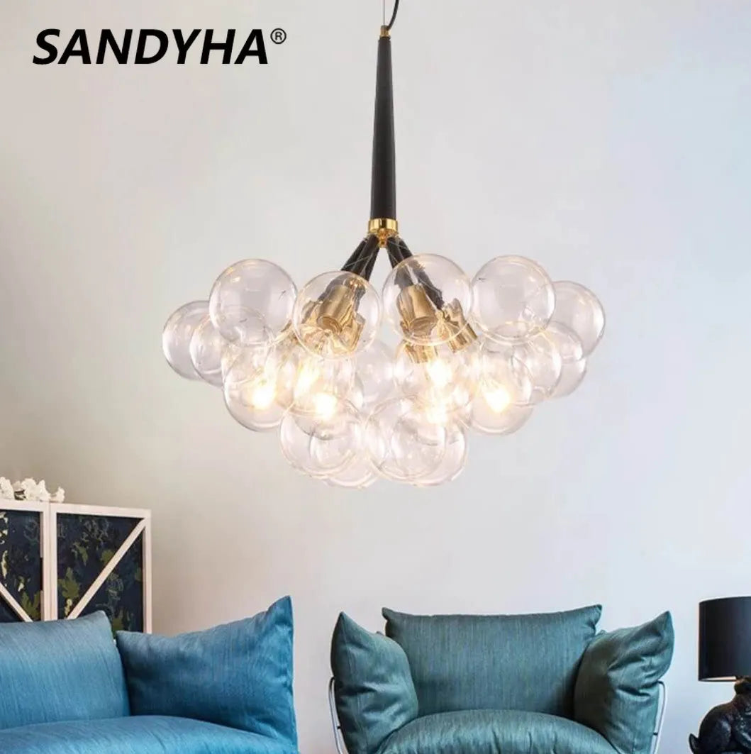 SANDYHA boule de verre bulle lustre haute qualité matériel lampadaire Art décoration de la maison LED lampe suspendue personnalité chambre E27 - vue 2 sur 18