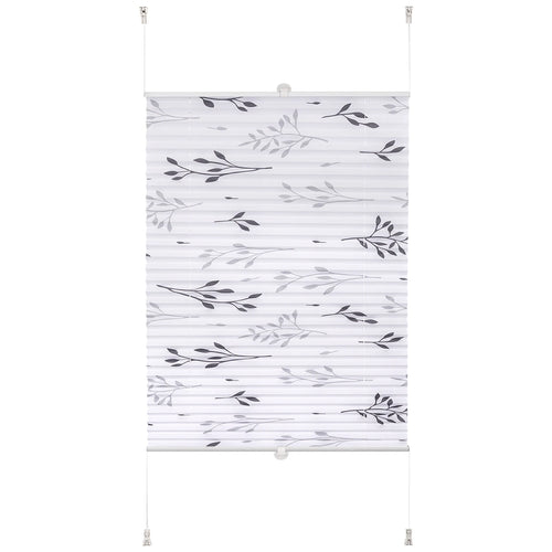 Store plissé motif branches sans perçage fenêtre intérieur