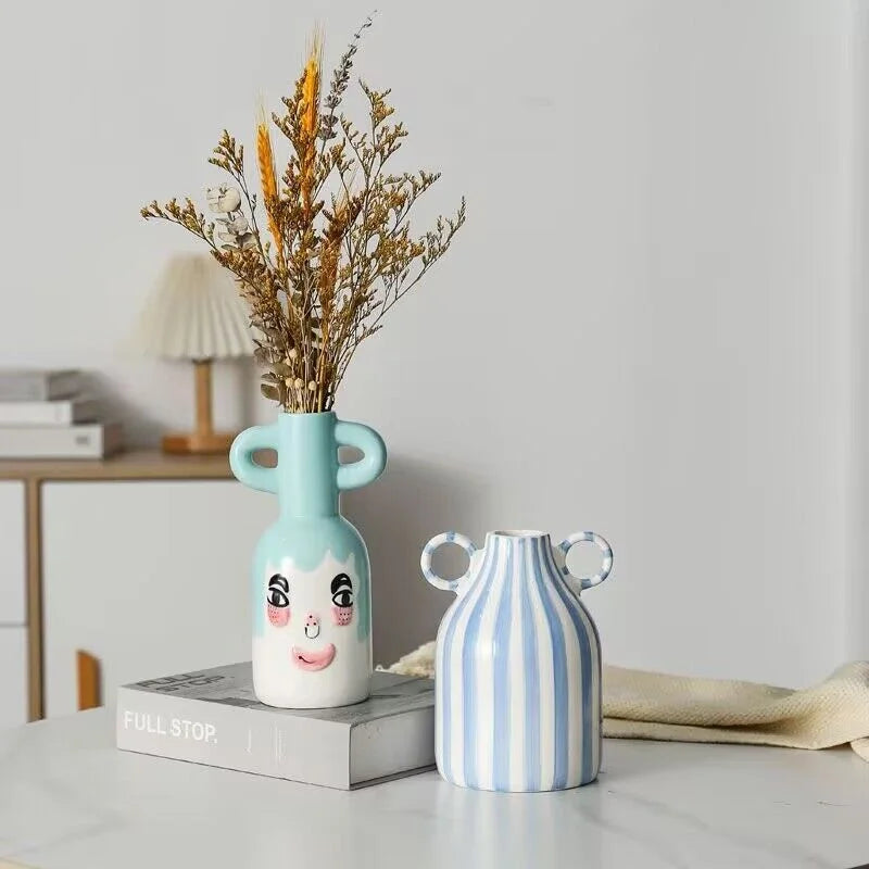 vase en céramique peint à la main avec oreilles décoratif amusant - vue 4 sur 11