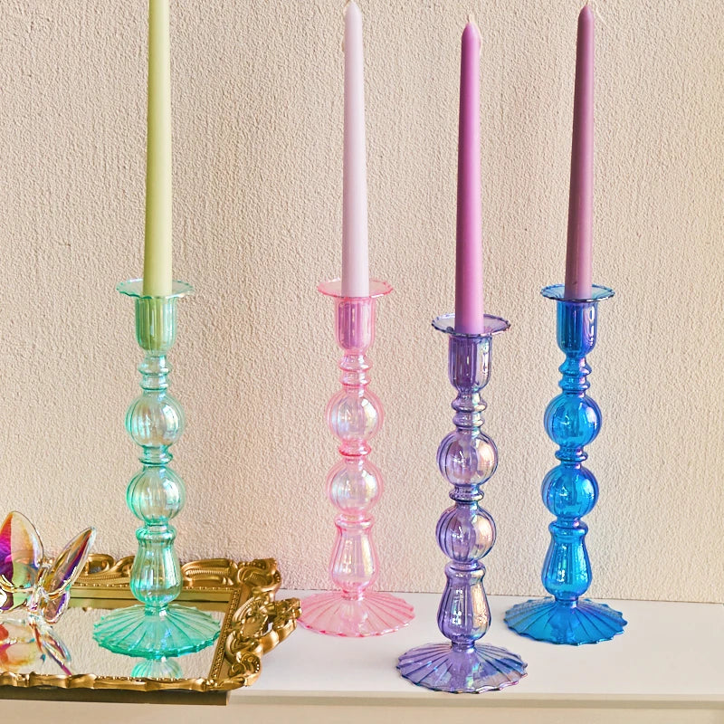 bougeoir conique en verre pour décoration festive et bureau - vue 2 sur 12