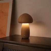 Mushroom LED night light wooden lamp with touch switch