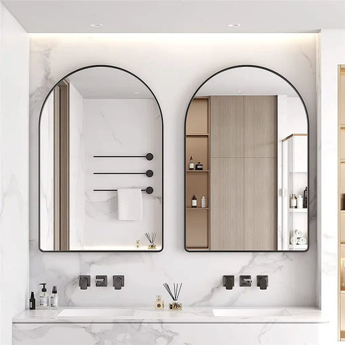LUVODI Home Decorative Mirror with Black Arched Frame for Bathroom, Entryway, Living Room - vue 2 sur 7